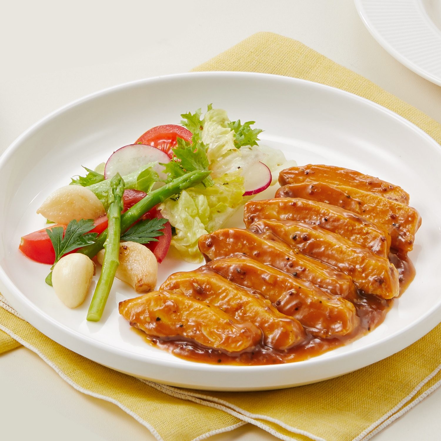 [1팩] 소스가 맛있는 닭가슴살 슬라이스 데미갈릭페퍼