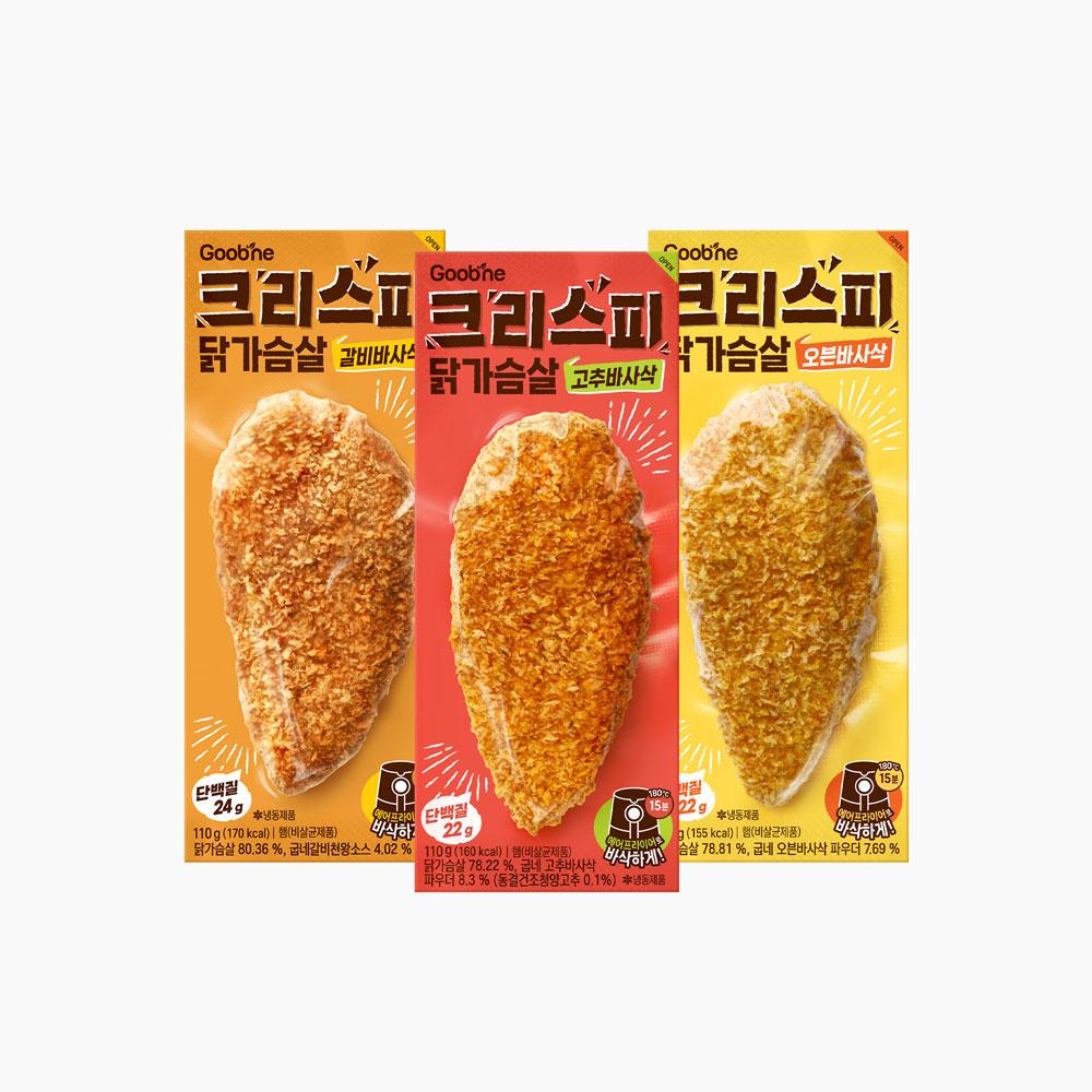 [체험팩] 크리스피 닭가슴살 3종 6팩