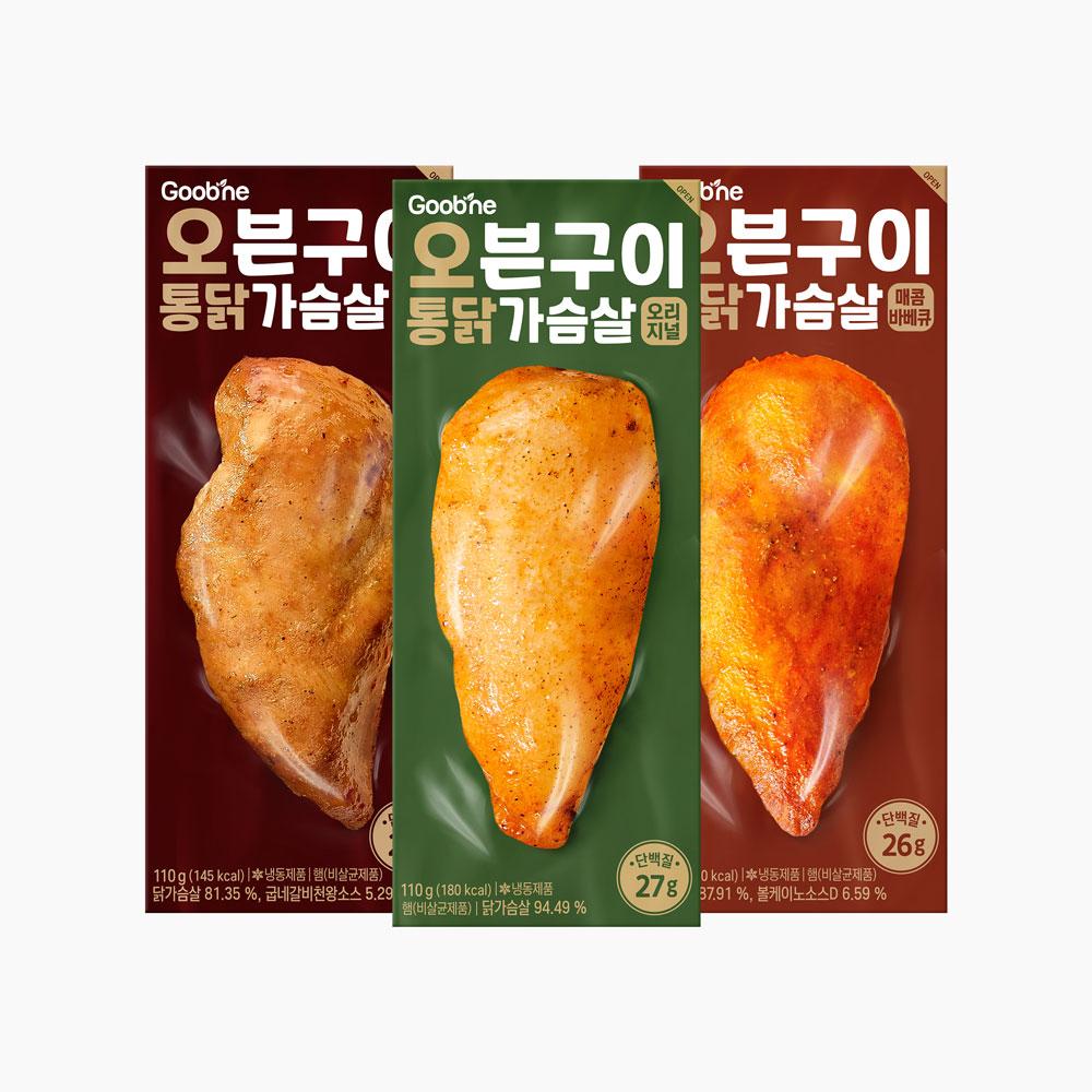 [체험팩] 오븐구이 통 닭가슴살 3종 6팩